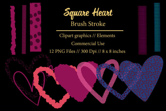 Elevating Digital Design with Square Heart Brush Stroke Clipart: A Modern Creative Essential