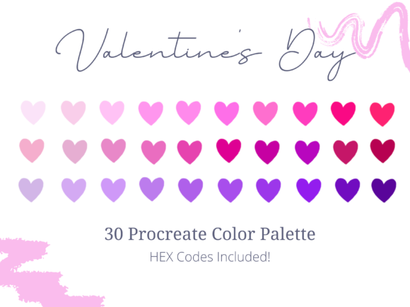 Valentines - 30 Procreate Color Palette: A Curated Collection for Digital Romance